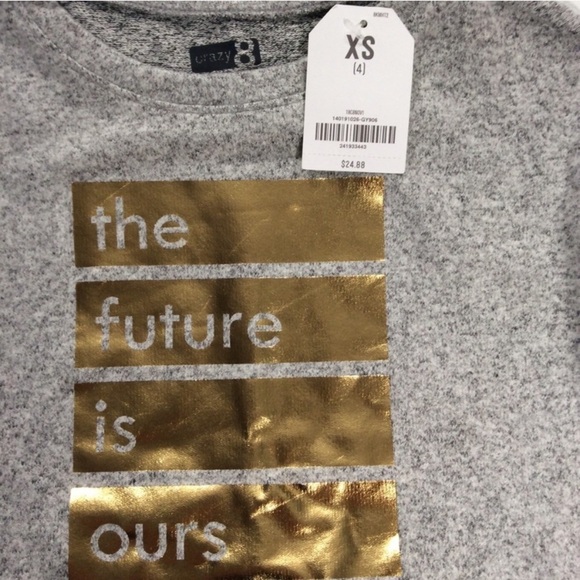 Crazy 8 | Graphic Long Sleeve Top Girls Medium 7-8 New With Tags NWT - Picture 6 of 10